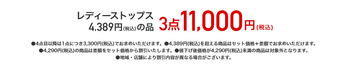 レディーストップス 4,389円（税込）の品が 3点11,000円（税込）