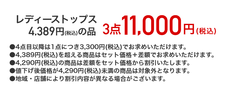 レディーストップス 4,389円（税込）の品が 3点11,000円（税込）