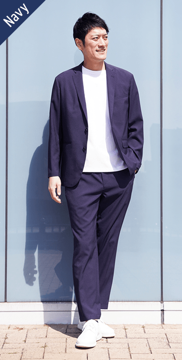 Active work suit Seersucker navy blue