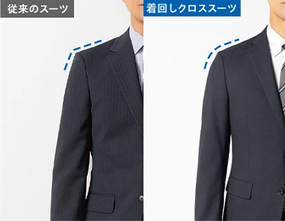 従来のスーツと着回しクロススーツの比較イメージ