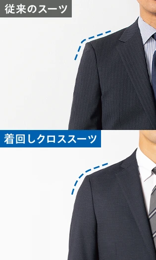 従来のスーツと着回しクロススーツの比較イメージ