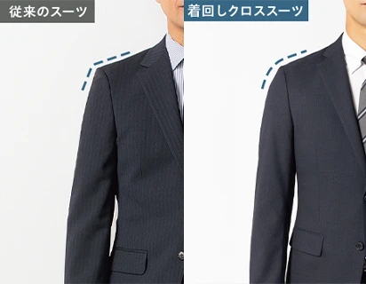 従来のスーツと着回しクロススーツの比較イメージ