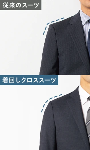 従来のスーツと着回しクロススーツの比較イメージ