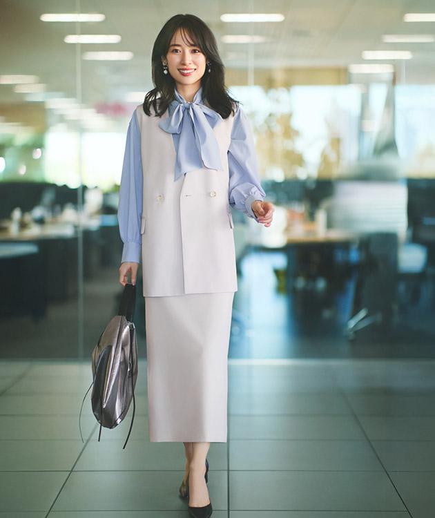 ジレ×ロングスカート