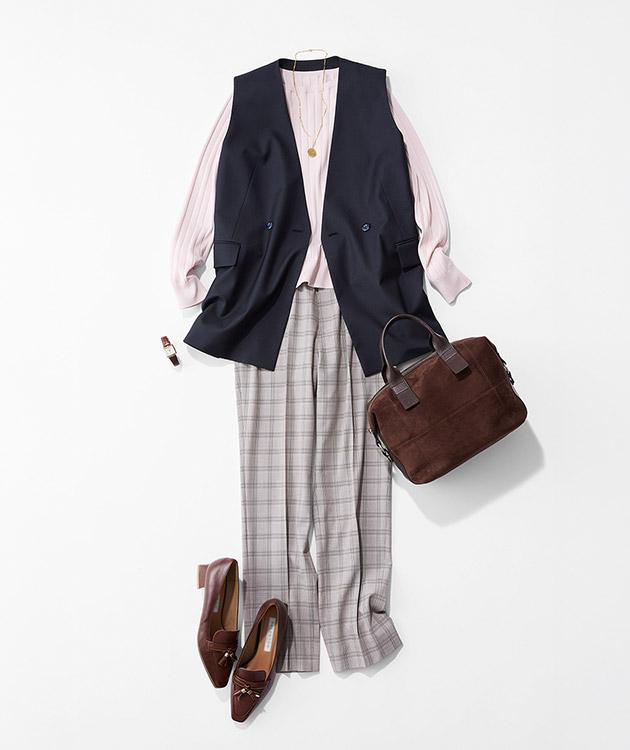 デスクワークDAYはジレを着回し オフィスカジュアルにもジレが大活躍！