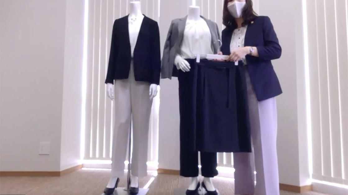 ジャケットを襟なしのものにしていただくとより柔らかい印象に