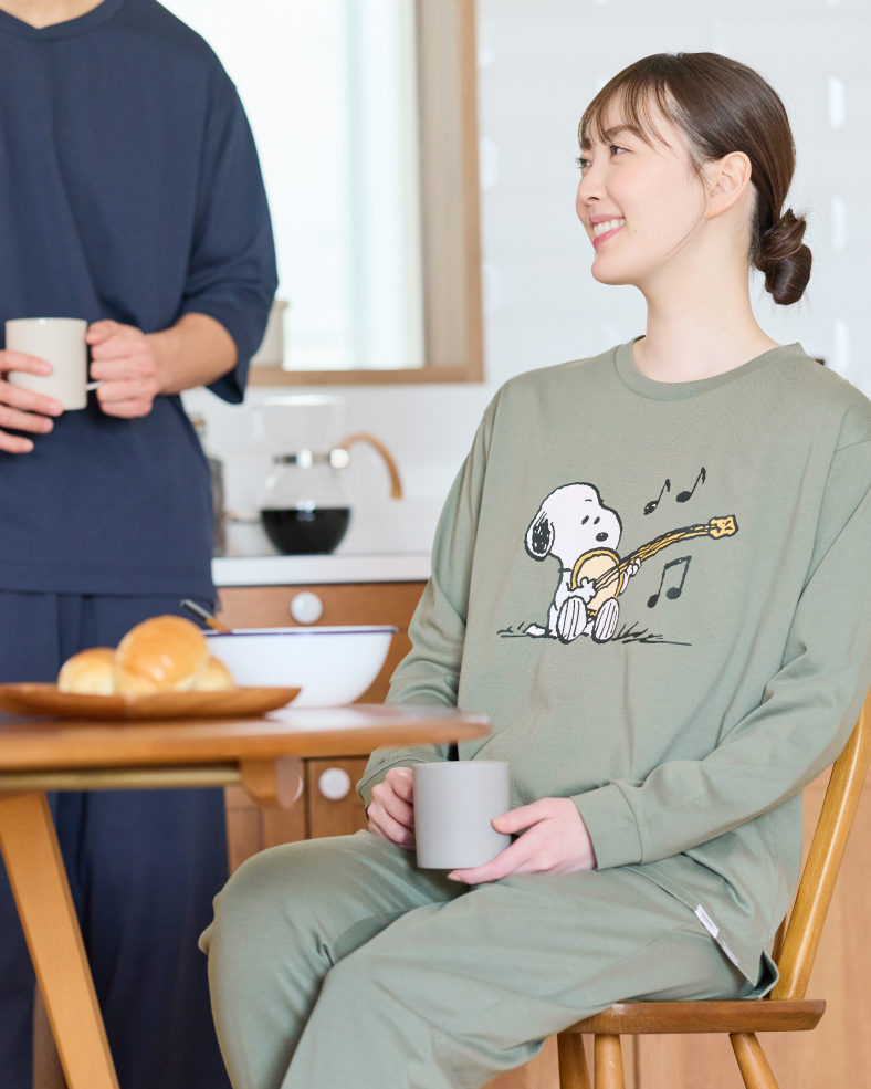 リカバリーケアプラス PEANUTS ルームウェア 長袖&ロングパンツ