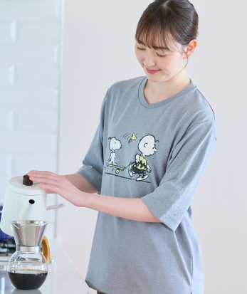 リカバリーケアプラス PEANUTS ルームウェア 五分袖&七分丈パンツ