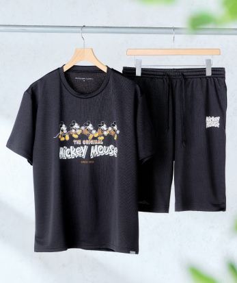 リカバリーケアプラス ルームウェア メッシュ半袖&ハーフパンツ ミッキーマウスデザイン