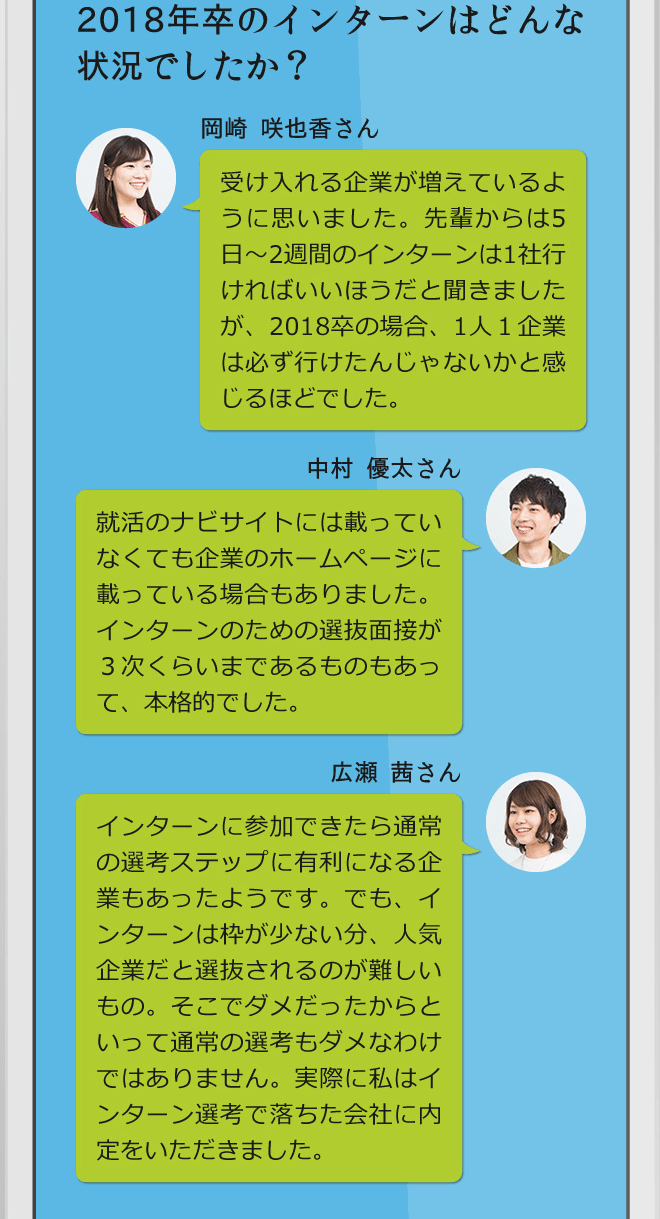 2018年卒のインターンはどんな状況でしたか？