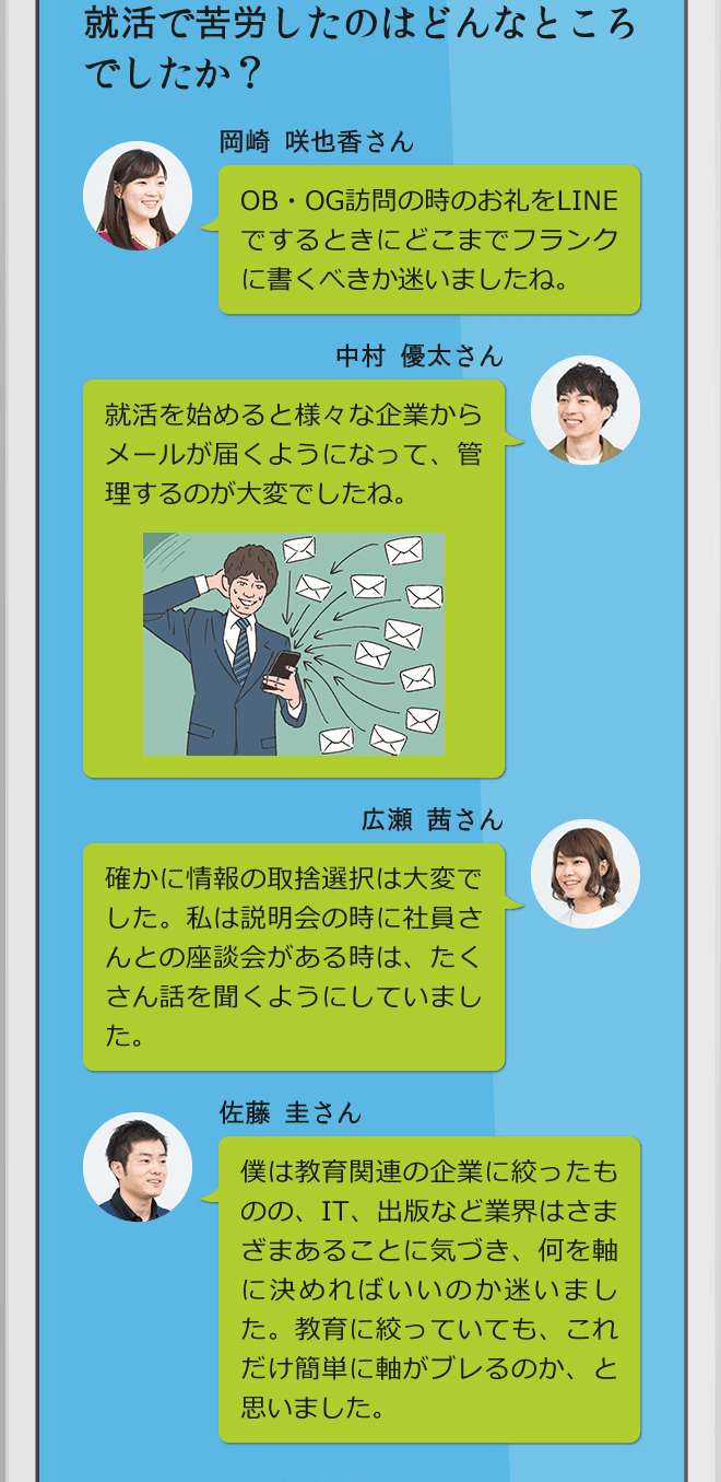 就活で苦労したのはどんなところでしたか？