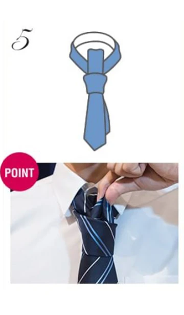 結び目が固く小さくなるように形を整えます【POINT】ディンプルと呼ばれるくぼみをつくると、より立体的になります