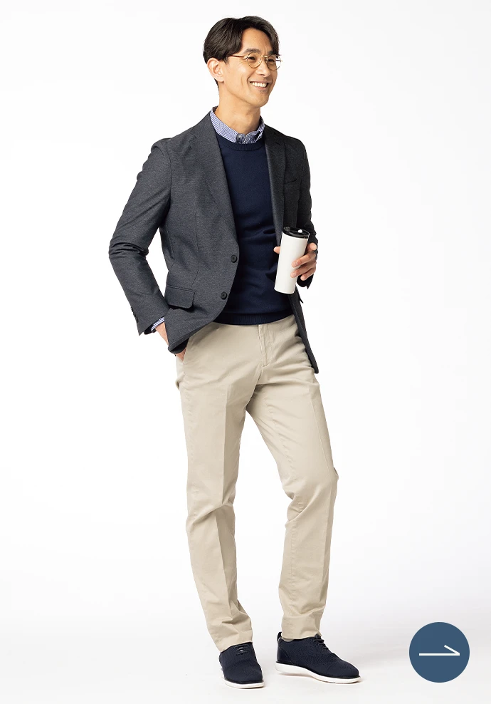 Style01 ネイビーのジャケパンstyle