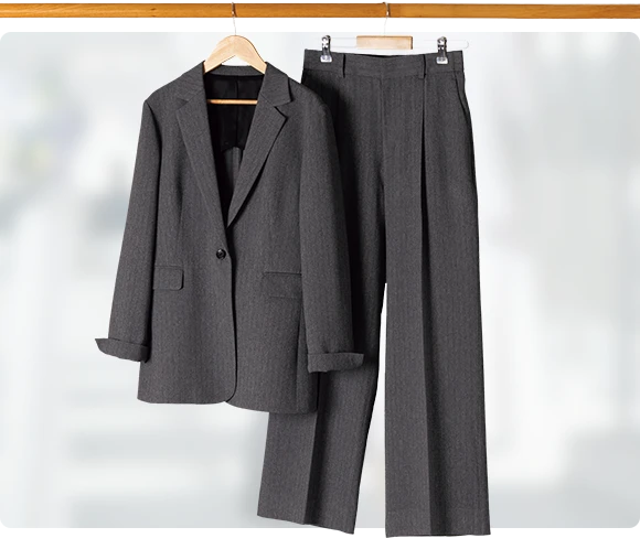 ウールライクツイード調セットアップグレーのイメージ