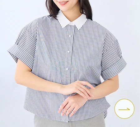 さらっとバンブー バンブーレーヨン短丈クレリックシャツ 半袖 紺