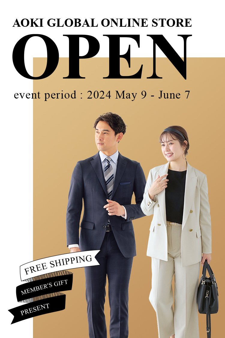 AOKI GLOBAL ONLINE STORE OPEN | event period : 2024 May 9 - June 7 | FREE SHIPPING, MEMBERS GIFT, PRESENT