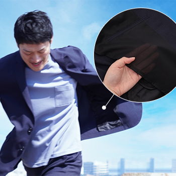           Cooler material, but still stretchable! The greatest feature of the Active Work Suit, the Super Stretch!