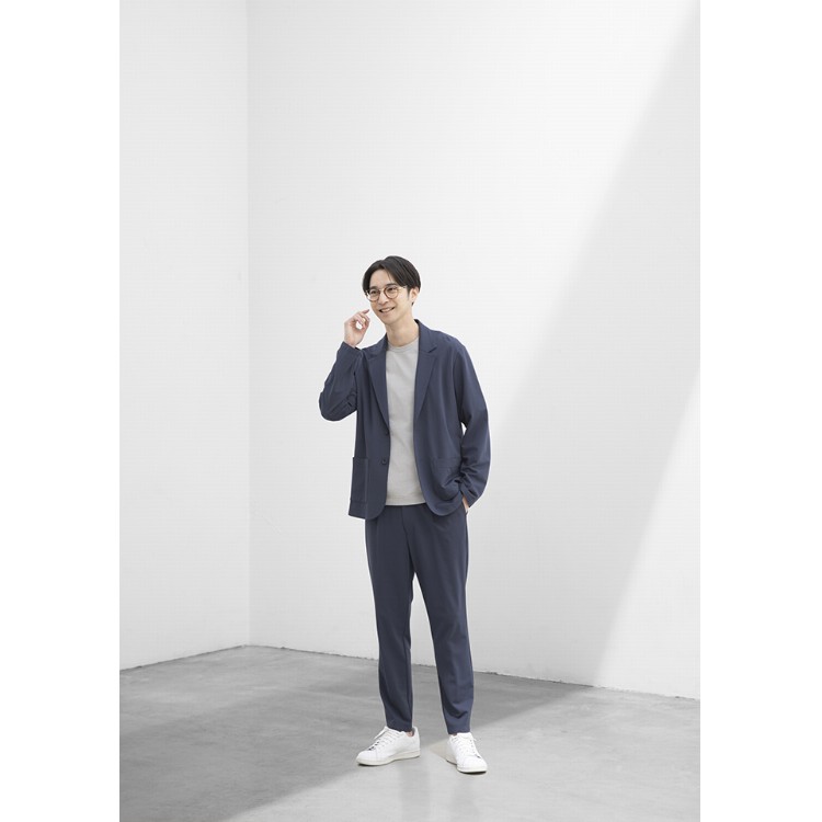 パジャマスーツ】リラックス 冷感ジャージジャケット 紺 セットアップ