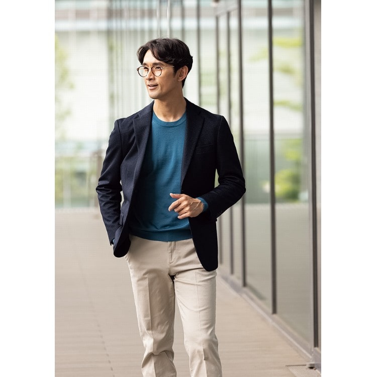 AOKI Les Mues 7号 茶 ノーカラージャケット&クロップドパンツ 尾州ニットジャケット LES MUES【AOKI公式通販】