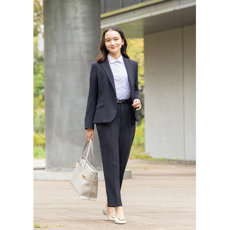 パウダリーストレッチ 紺 クロップドパンツ セットアップ着用可【AOKI