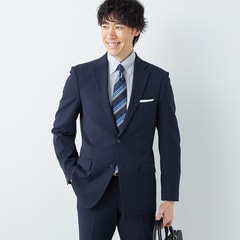 アオキ☆AOKI☆ウォッシャブルスーツ☆美品！ リサイクル素材使用 洗える ストレッチスーツ 紺織柄無地