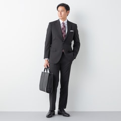 ストレッチ サステナブルスーツ 黒 織柄ストライプ JOURNAL WORKS