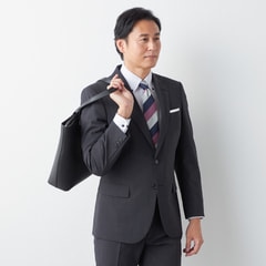 リサイクル素材使用 ストレッチスーツ チャコールグレーグレンチェック