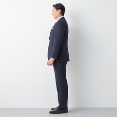 リサイクル素材使用 洗える ストレッチスーツ 紺ストライプ JOURNAL WO