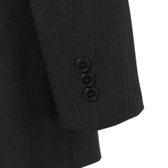 【WEB限定商品】洗える ウールブレンドスーツ チャコールグレー織柄ストライプ JOURNAL WORKS スリム