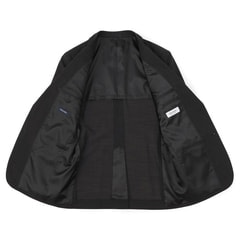 【WEB限定商品】洗える ウールブレンドスーツ チャコールグレー織柄ストライプ JOURNAL WORKS スリム