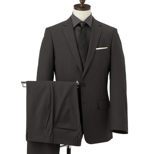 TK_yy様売約済【極美品】グレー無地シングルスリーピーススーツMサイズ 光沢 ウール混 ストレッチ】タカキュー 2ボタン3ピース ビジネス