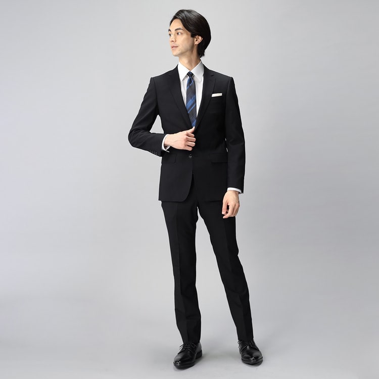 ビジネスから就活まで】はっ水 黒無地 ストレッチスーツ MAJI スリム 別売...【AOKI公式通販】