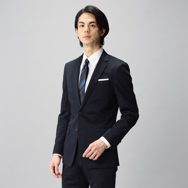 アウトレット】【WEB限定価格】ストレッチニットスーツ 紺 無地 MAJI 