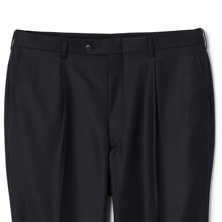 特価】【WEB限定商品】REDA 上質ウールスーツ 紺ストライプ