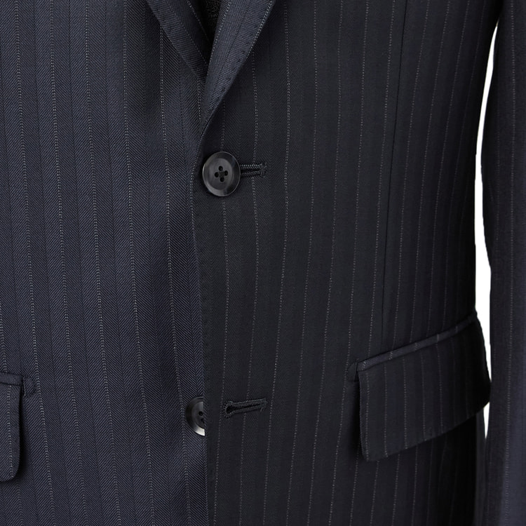 特価】【WEB限定商品】日本製 REDA 上質ウールスーツ 紺ストライプ
