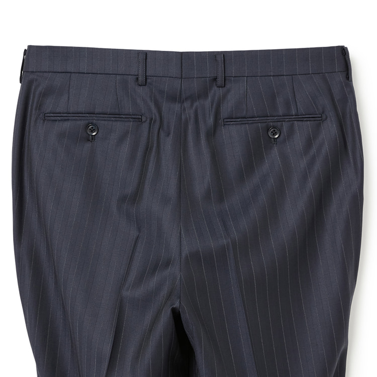 特価】【WEB限定商品】日本製 REDA 上質ウールスーツ 紺ストライプ