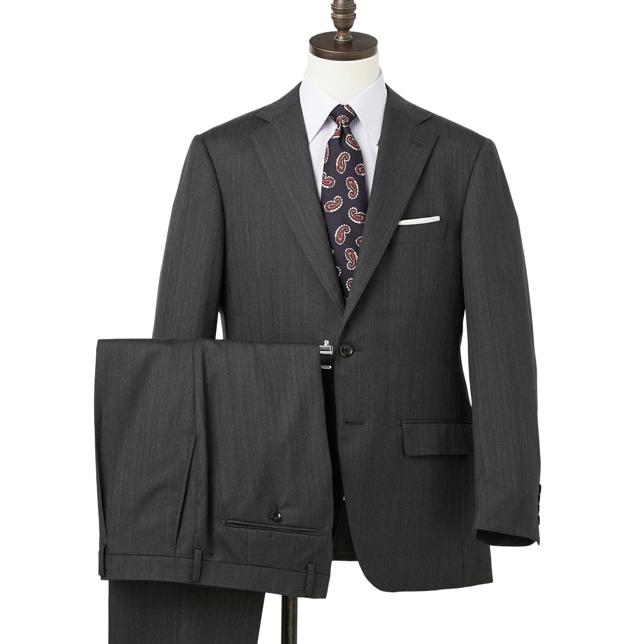 【特価】【WEB限定商品】REDA 上質ウールスーツ ミディアムグレー織柄ストライプ ベーシック JUNKO SHIMADA JS homme グリーンレーベル