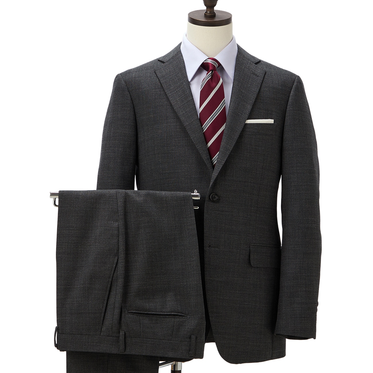 【WEB限定商品】上質ウールブレンドスーツ ミディアムグレー織柄無地 LES MUES ブリティッシュスリム 【WEB限定商品】上質ウールブレンドスーツ ミディアムグレー織柄無地 LES MUES ブリティッシュスリム