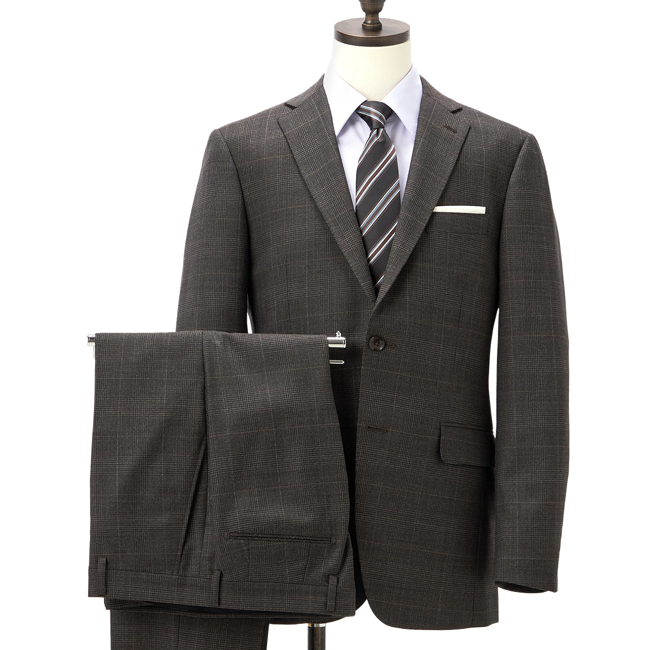 【WEB限定商品】上質ウールブレンドスーツ 茶チェック LES MUES ブリティッシュスリム 【WEB限定商品】上質ウールブレンドスーツ 茶チェック LES MUES ブリティッシュスリム