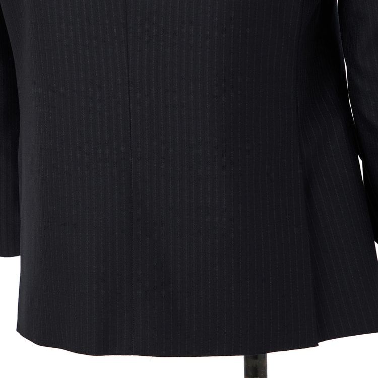 特価】【WEB限定商品】日本製 上質ウールブレンドスーツ 紺ストライプ