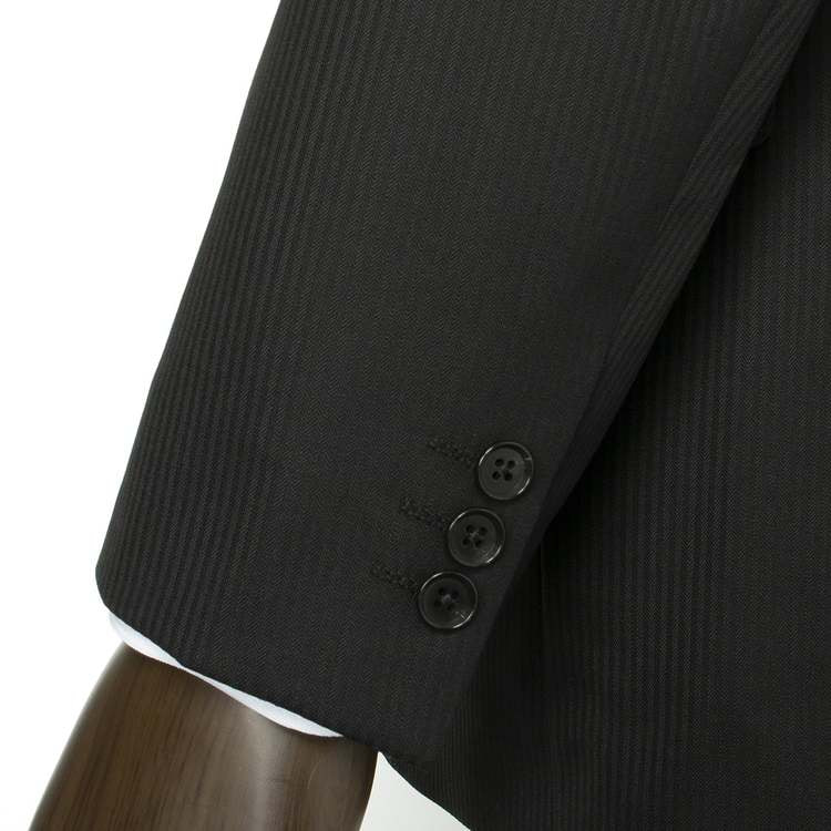 【アウトレット】ストレッチ 黒シャドーストライプ柄スーツ LES MUES スリム