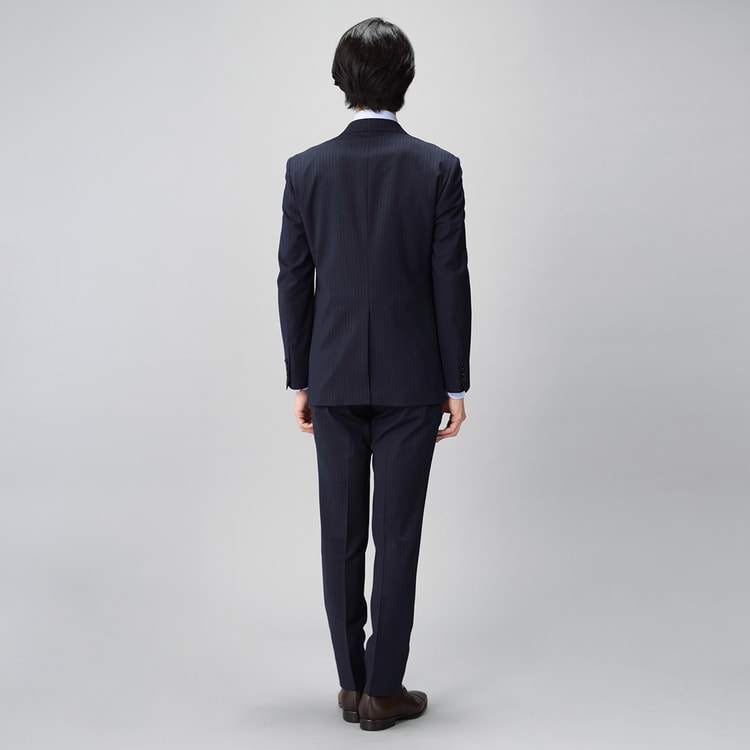 アウトレット】洗える ハイストレッチ2パンツスーツ 紺 LES MUES スリ 