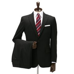 アウトレット】接触冷感 洗える 黒無地 2つボタン 2パンツスーツ