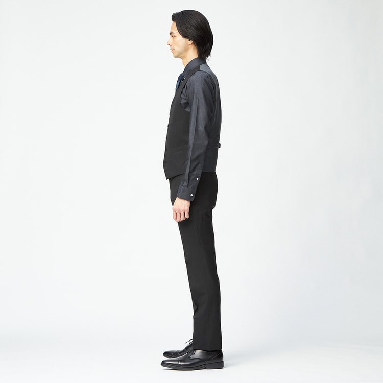 洗える ストレッチ スリーピーススーツ 黒 JOURNAL WORKS スリム【AOKI 