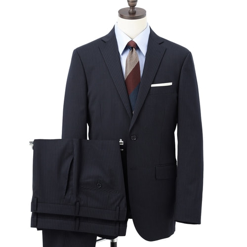 【新品】スリムメンズスーツ ストライプスーツ/黒に近い紺/サイズL YA6 新品】スリムメンズスーツ ストライプスーツ/黒に近い紺/サイズL YA6
