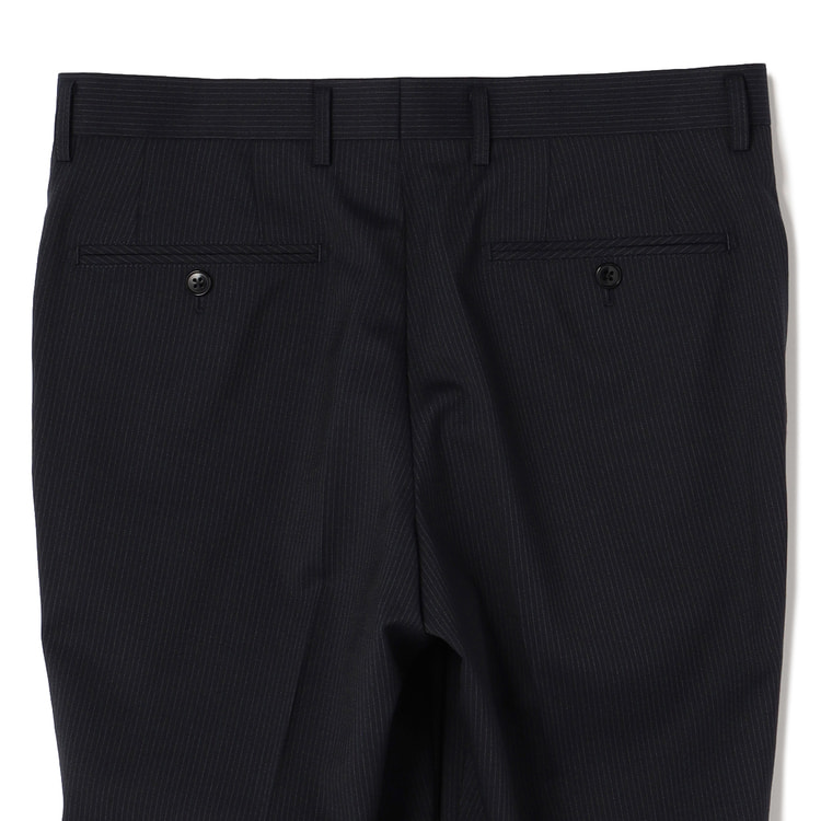 洗える ストレッチ 2パンツスーツ 紺ストライプ JOURNAL WORKS ス 