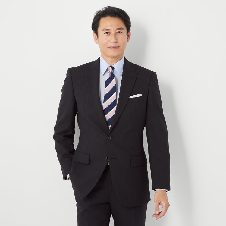 特価】【WEB限定商品】洗える ストレッチ スーツ 黒ストライプ JOURNA