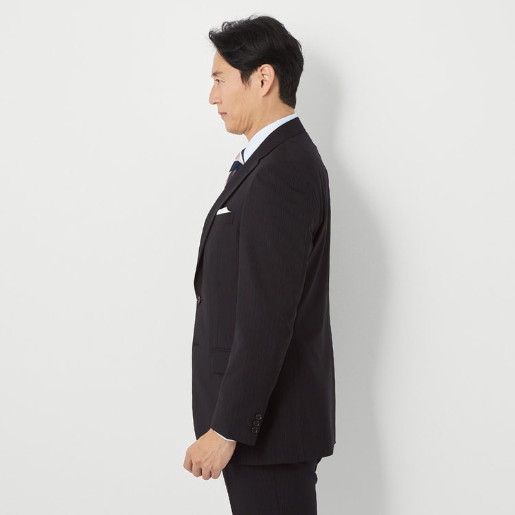 洗える ストレッチ スーツ 黒ストライプ JOURNAL WORKS ベーシック