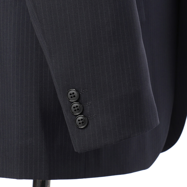 洗える ストレッチ スーツ 紺ストライプ JOURNAL WORKS ベーシック