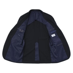 洗える ストレッチ スリーピーススーツ 紺シャドーストライプ LES MUES